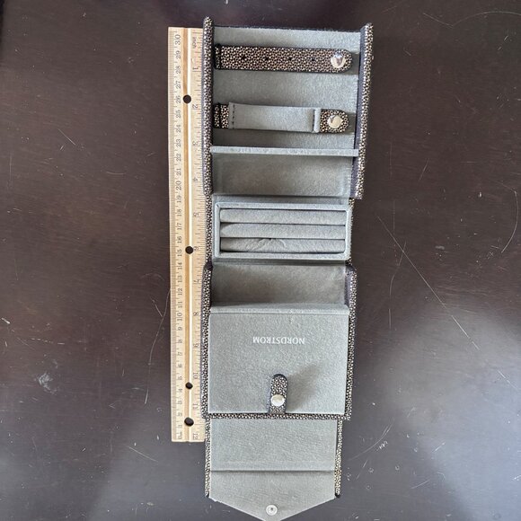 Nordstrom Jewelry Travel Case Black Sparkle, Compact Glamorous Jewelry Storage - Picture 4 of 14